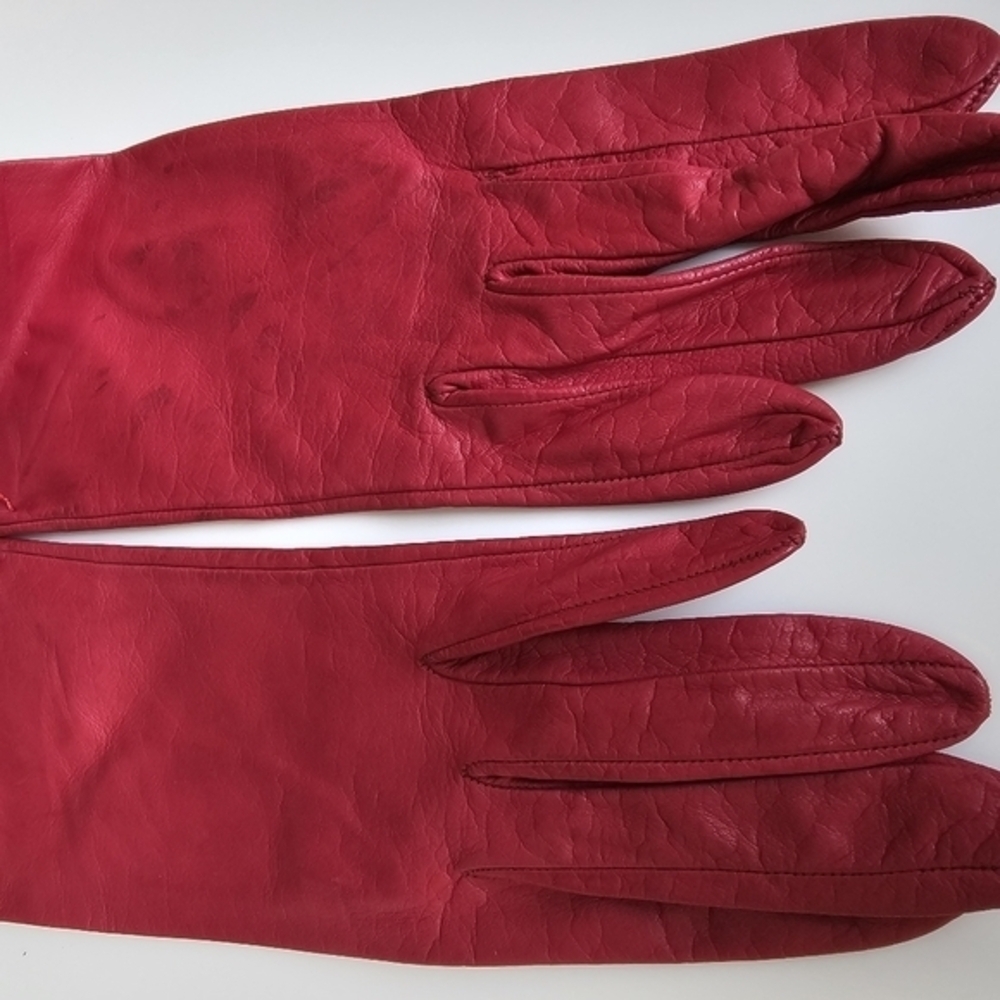 Vintage red leather gloves by Sermoneta, made in Italy‎ - Picture 10 of 10